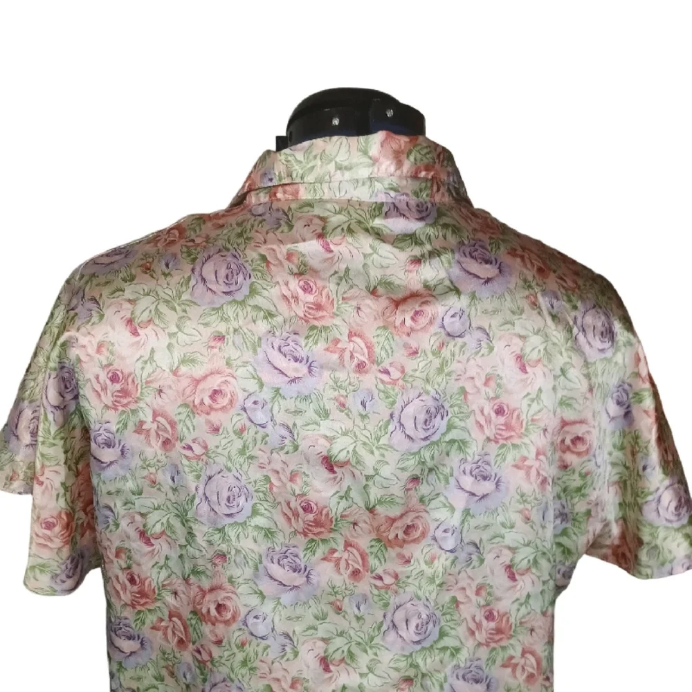 Vintage Floral Satin Sleep Shirt